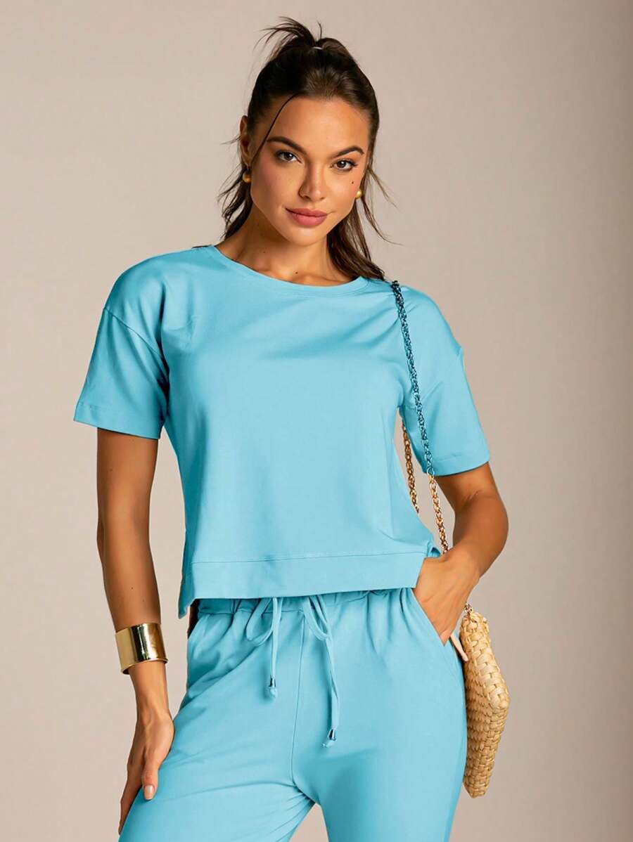 Conjunto Moletinho Feminino com Calça Pantalona e Blusa Mullet