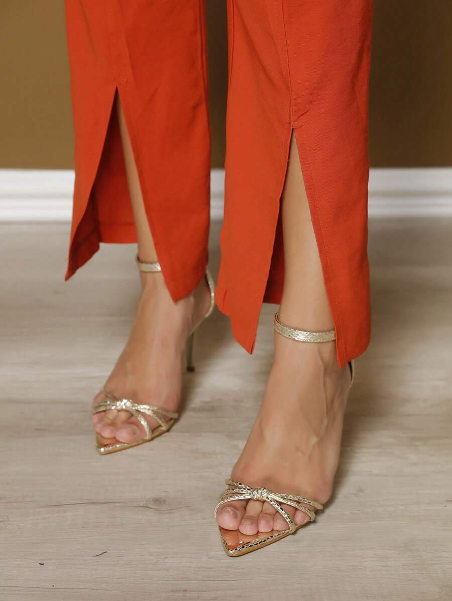 Conjunto Social Feminino com Colete e Calça em Tecido Marrant