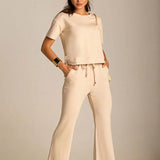 Conjunto Moletinho Feminino com Calça Pantalona e Blusa Mullet