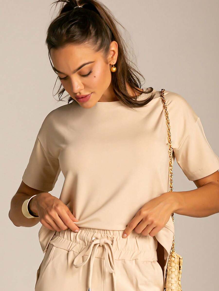 Conjunto Moletinho Feminino com Calça Pantalona e Blusa Mullet