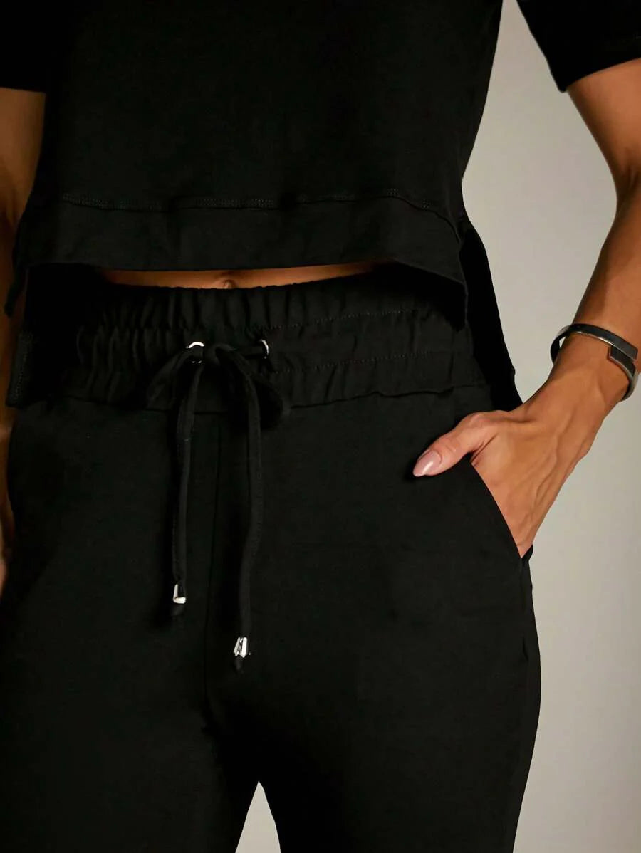 Conjunto Moletinho Feminino com Calça Pantalona e Blusa Mullet