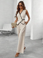 Conjunto Elegante com Colete e Calça de Perna Larga