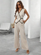 Conjunto Elegante com Colete e Calça de Perna Larga