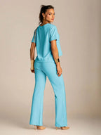 Conjunto Moletinho Feminino com Calça Pantalona e Blusa Mullet