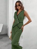 Conjunto Elegante com Colete e Calça de Perna Larga