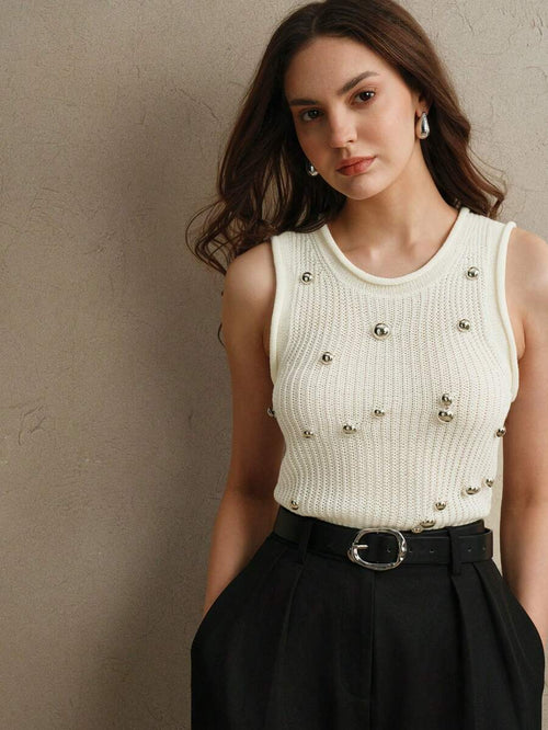 Colete Tricô Premium com Metais Vazados