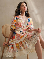 Vestido Midi Floral com Babados