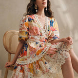 Vestido Midi Floral com Babados