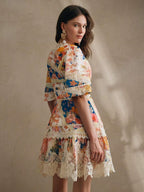 Vestido Midi Floral com Babados