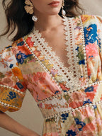 Vestido Midi Floral com Babados