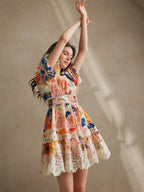 Vestido Midi Floral com Babados