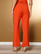 Conjunto Social Feminino com Colete e Calça em Tecido Marrant