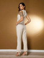 Conjunto Social Feminino com Colete e Calça em Tecido Marrant