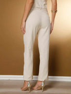 Conjunto Social Feminino com Colete e Calça em Tecido Marrant