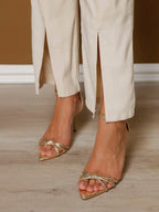 Conjunto Social Feminino com Colete e Calça em Tecido Marrant