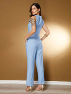 Conjunto Social Feminino com Colete e Calça em Tecido Marrant