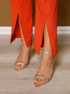 Conjunto Social Feminino com Colete e Calça em Tecido Marrant