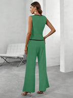 Conjunto Elegante com Colete e Calça de Perna Larga