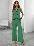 Conjunto Elegante com Colete e Calça de Perna Larga