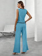 Conjunto Elegante com Colete e Calça de Perna Larga