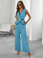 Conjunto Elegante com Colete e Calça de Perna Larga