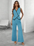 Conjunto Elegante com Colete e Calça de Perna Larga