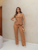 Conjunto Social Feminino com Colete e Calça