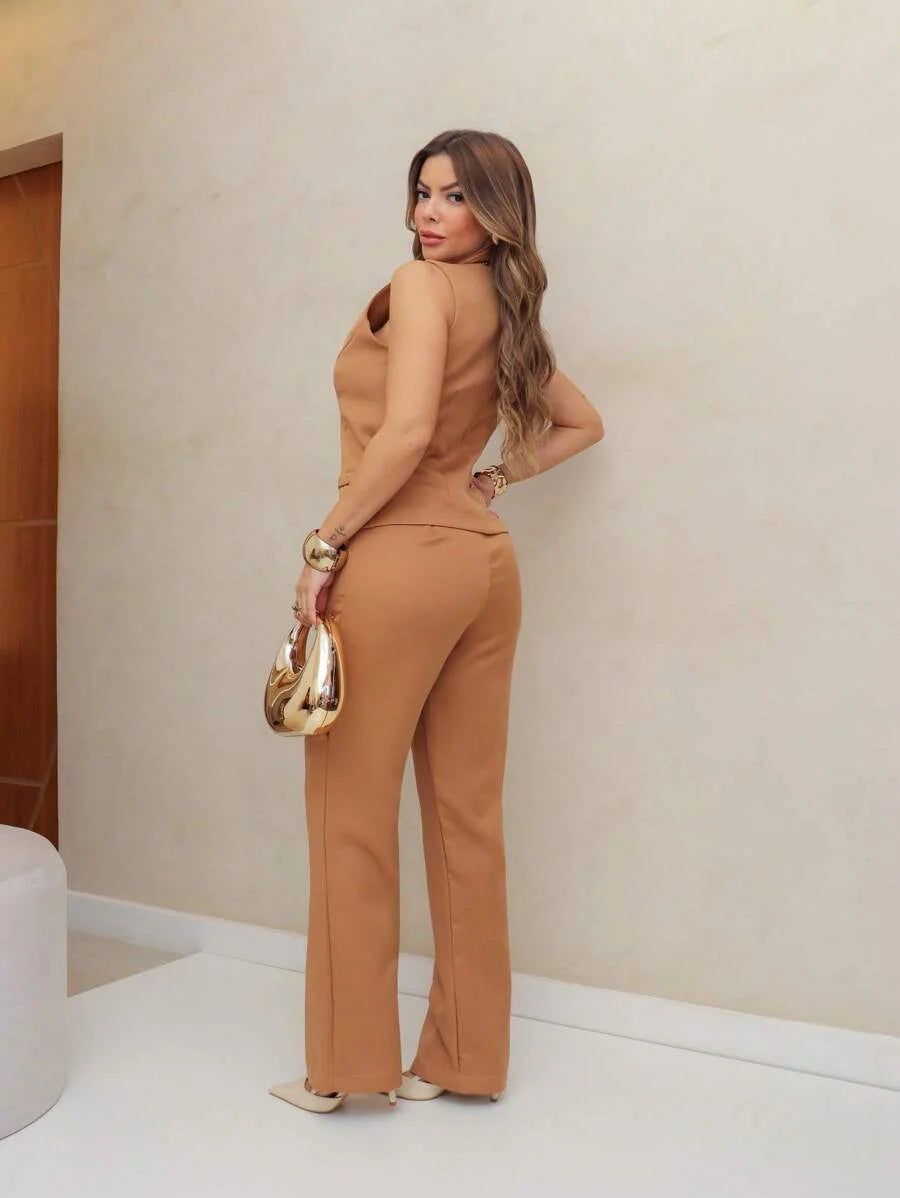 Conjunto Social Feminino com Colete e Calça