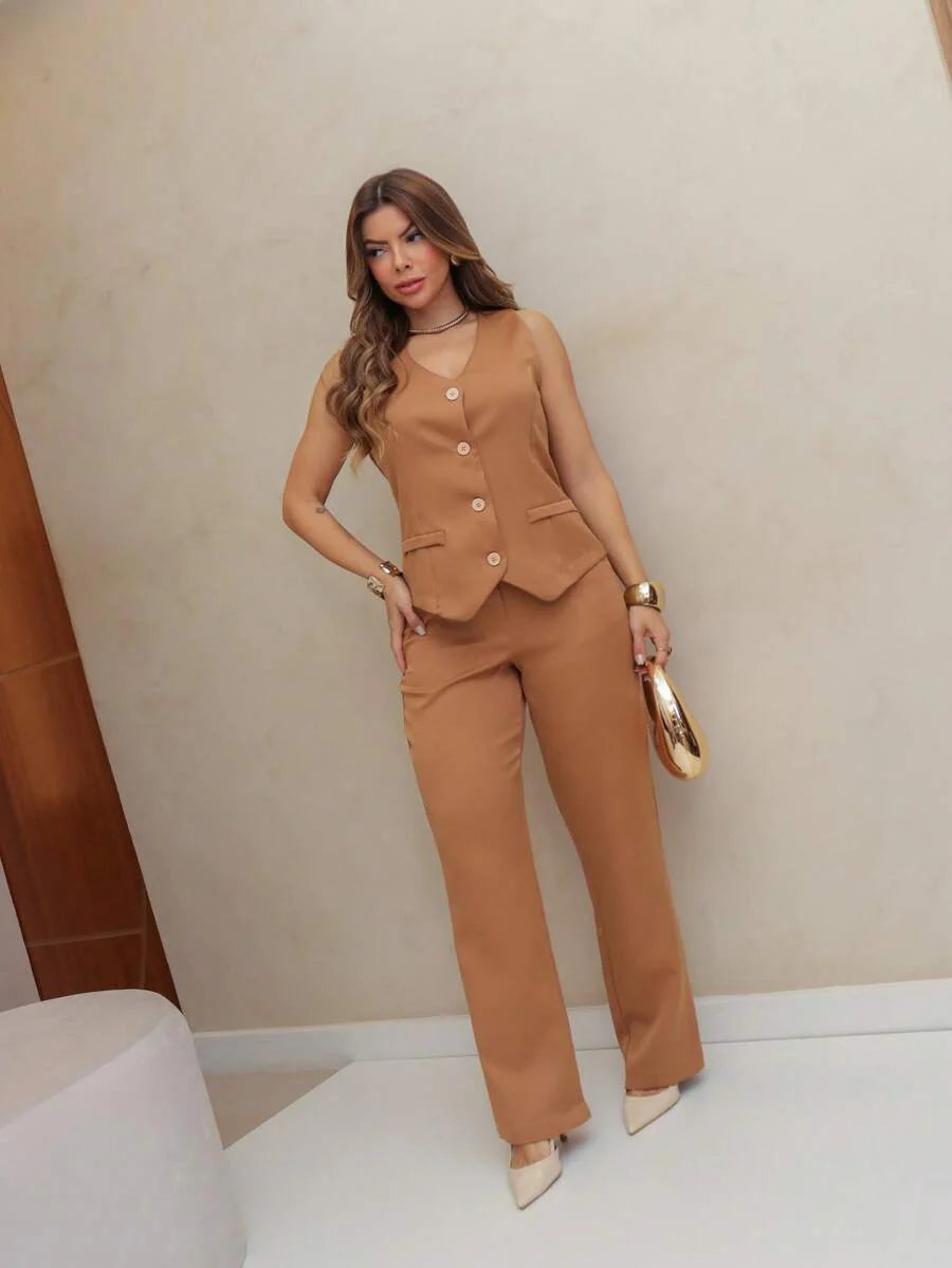 Conjunto Social Feminino com Colete e Calça