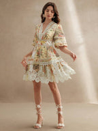 Vestido Midi Floral com Babados