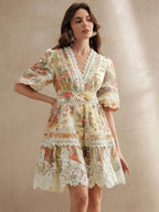 Vestido Midi Floral com Babados