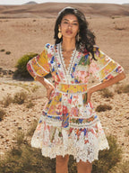 Vestido Midi Floral com Babados