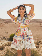 Vestido Midi Floral com Babados