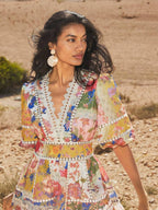 Vestido Midi Floral com Babados