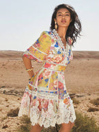 Vestido Midi Floral com Babados