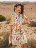 Vestido Midi Floral com Babados