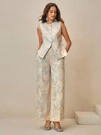 Conjunto Elegante 2 Peças com Bordado de Flores