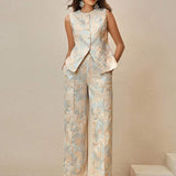 Conjunto Elegante 2 Peças com Bordado de Flores