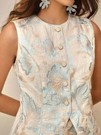 Conjunto Elegante 2 Peças com Bordado de Flores