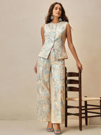 Conjunto Elegante 2 Peças com Bordado de Flores