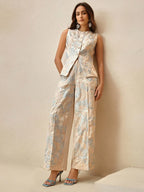 Conjunto Elegante 2 Peças com Bordado de Flores