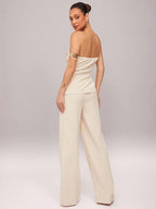 Conjunto 2 Peças Feminino Elegante com Top Sem Alça e Calça