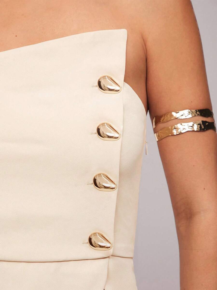 Conjunto 2 Peças Feminino Elegante com Top Sem Alça e Calça