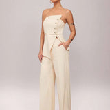 Conjunto 2 Peças Feminino Elegante com Top Sem Alça e Calça