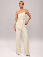 Conjunto 2 Peças Feminino Elegante com Top Sem Alça e Calça