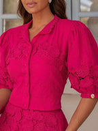 Conjunto 2 Peças com Blusa Cropped e Saia de Babados