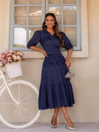 Conjunto 2 Peças com Blusa Cropped e Saia de Babados