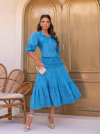 Conjunto 2 Peças com Blusa Cropped e Saia de Babados