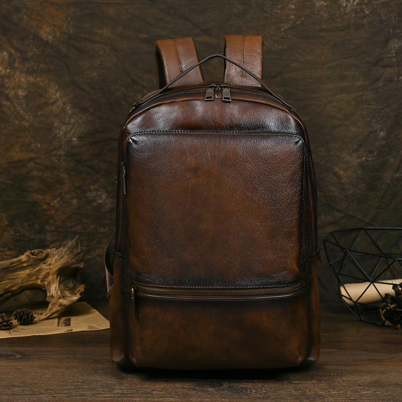 Mochila de Couro Genuíno para Homens e Mulheres - Moc
