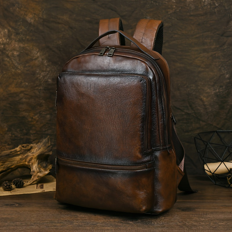 Mochila de Couro Genuíno para Homens e Mulheres - Moc